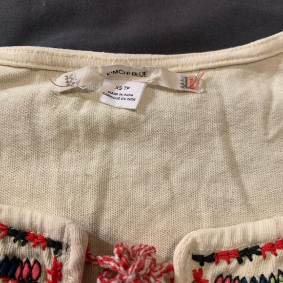 Kimchi Blue tunic Cream Top with Red and Black Embroidery - Picture 9 of 9